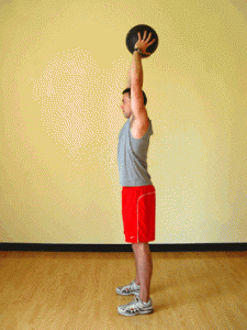 Standing Overhead Triceps Extension with Medicine Ball